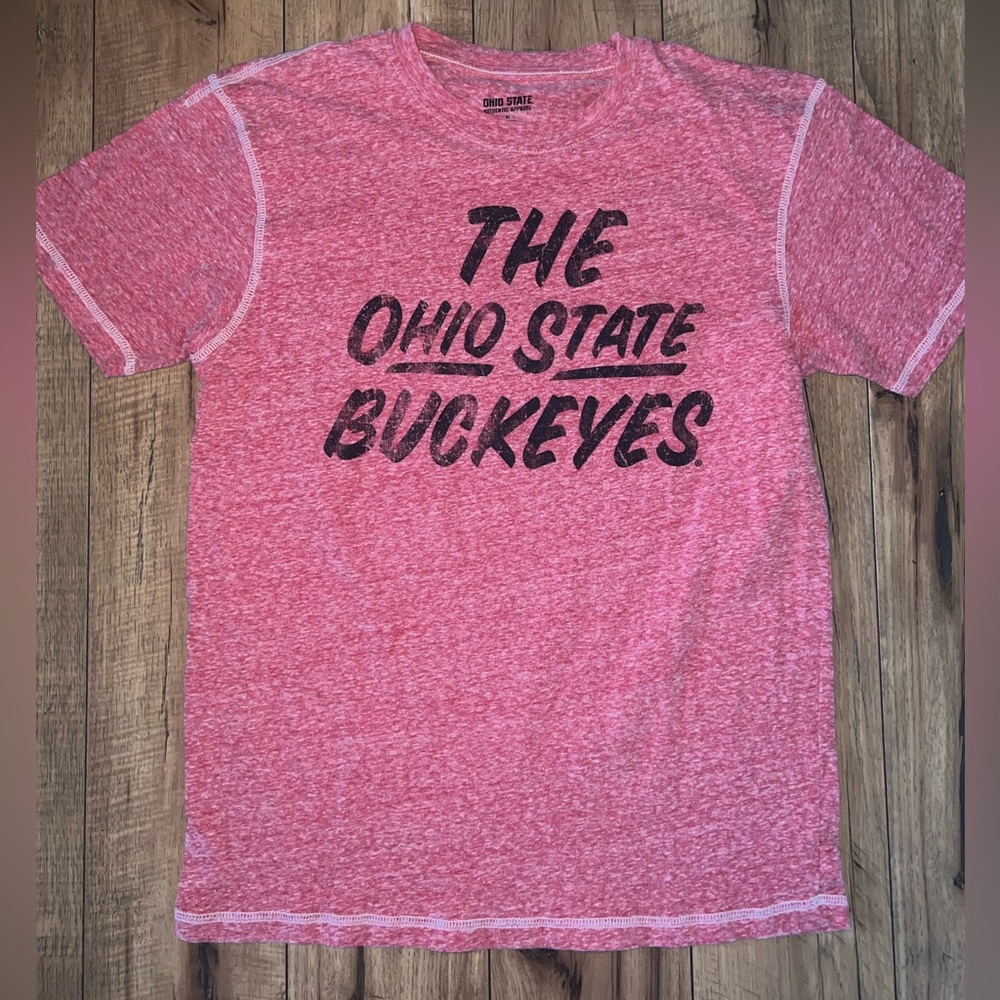 Ohio State Buckeyes Burnout Tee Heathered Red Script Size M